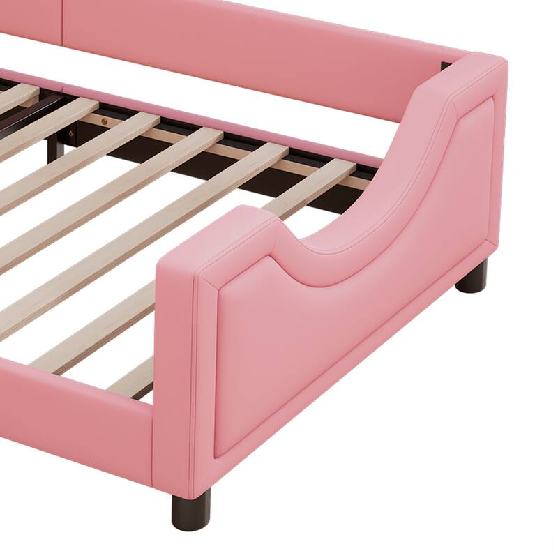 Cute Princess Twin Size PU Leather Upholstered bed