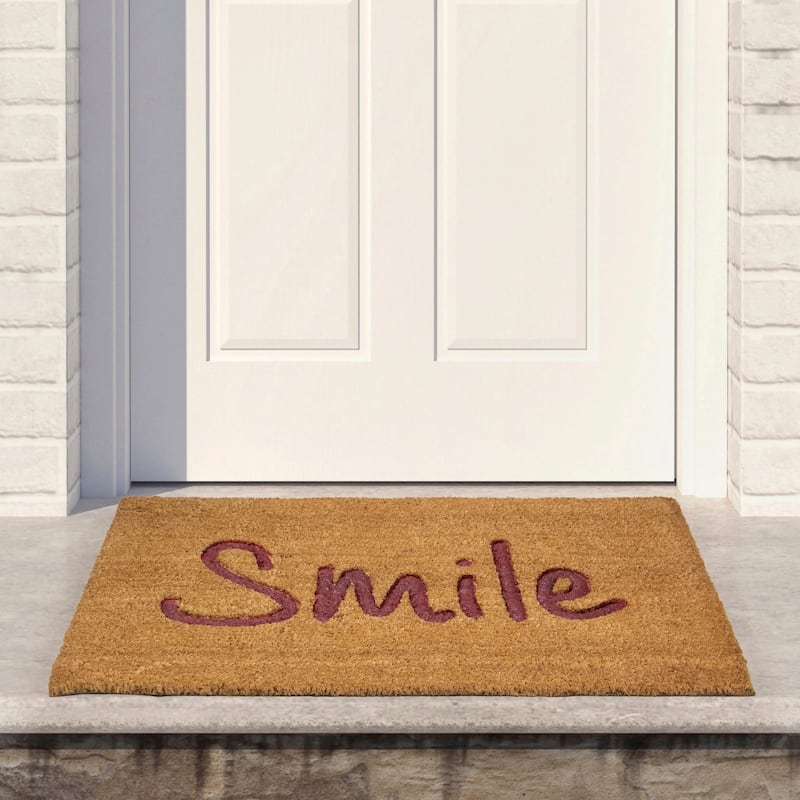 Natural Coir "Smile" Outdoor Rectangular Doormat 18" x 30" - 30
