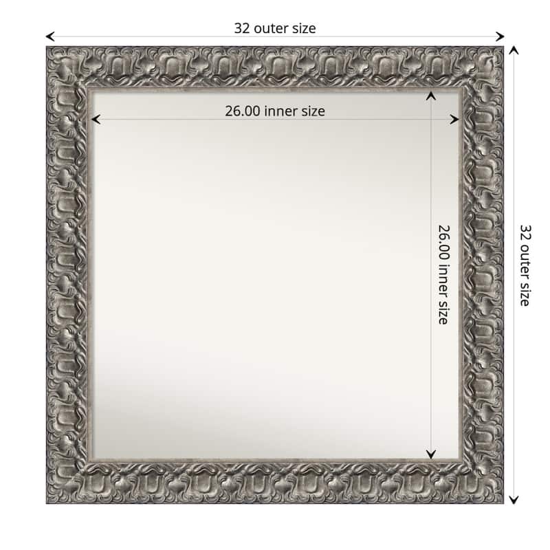 Non-Beveled Wood Wall Mirror - Silver Luxor Frame