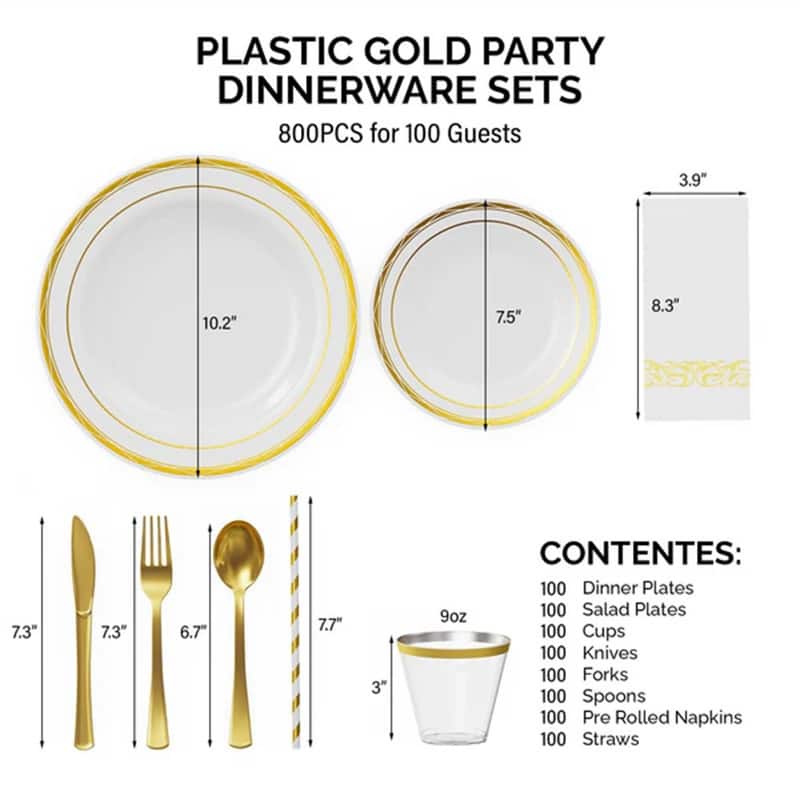 800 Pieces Silver Disposable Dinnerware Set