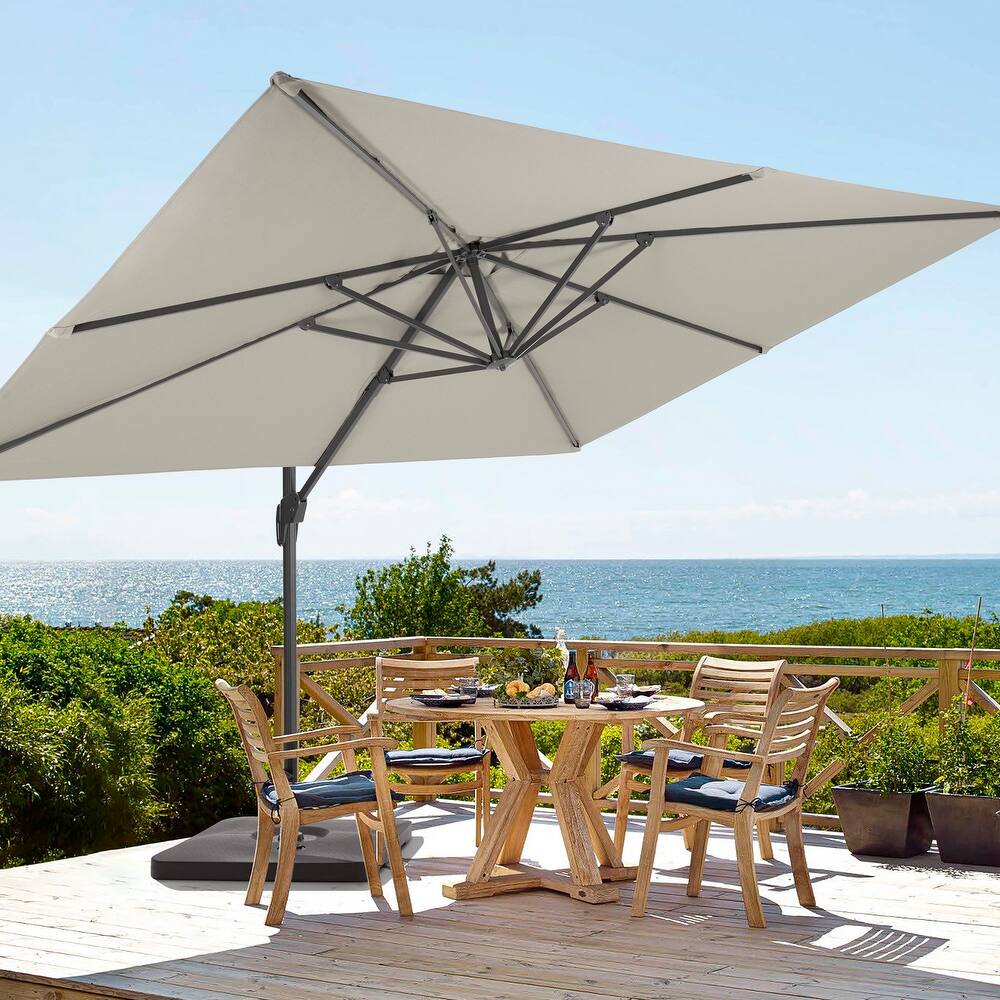 BONOSUKI Outdoor 11.5x9FT Cantilever Patio Umbrella 360 Rotation w/Base
