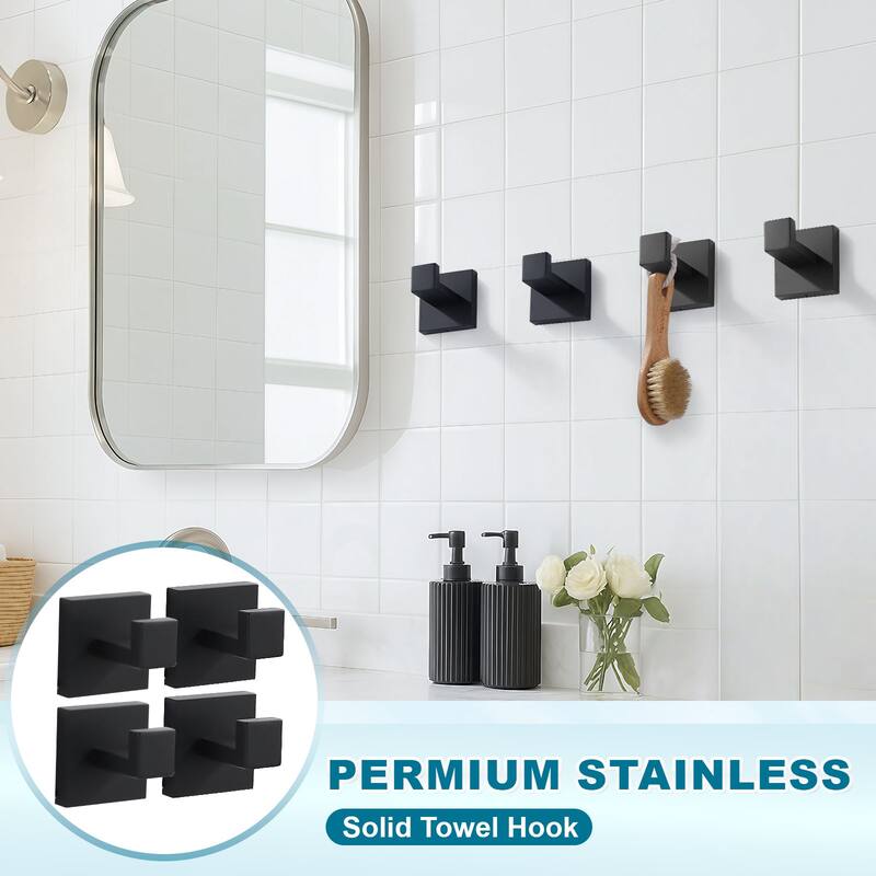 WOWOW J-Hook Wall Mount Robe/Towel Hook 4PCS