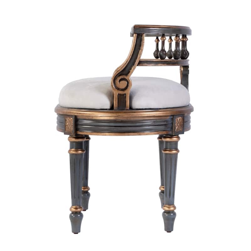 Hathaway 22.5 in. W Oval Upholstered and Wood Traditional Vanity Seat