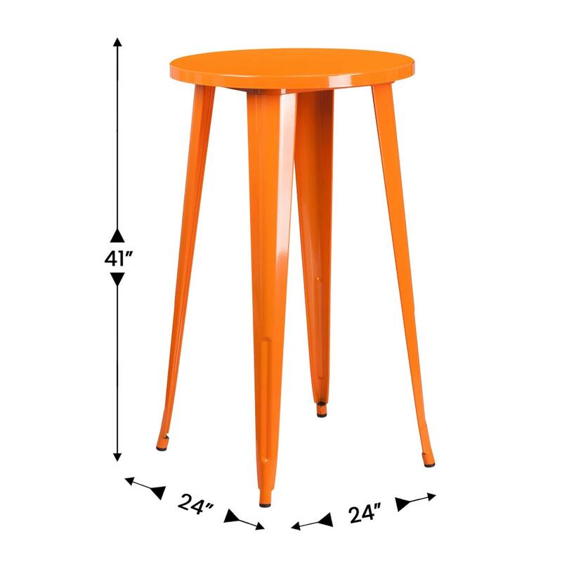 24'' Round Metal Indoor-Outdoor Bar Height Table - 24"W x 24"D x 41"H