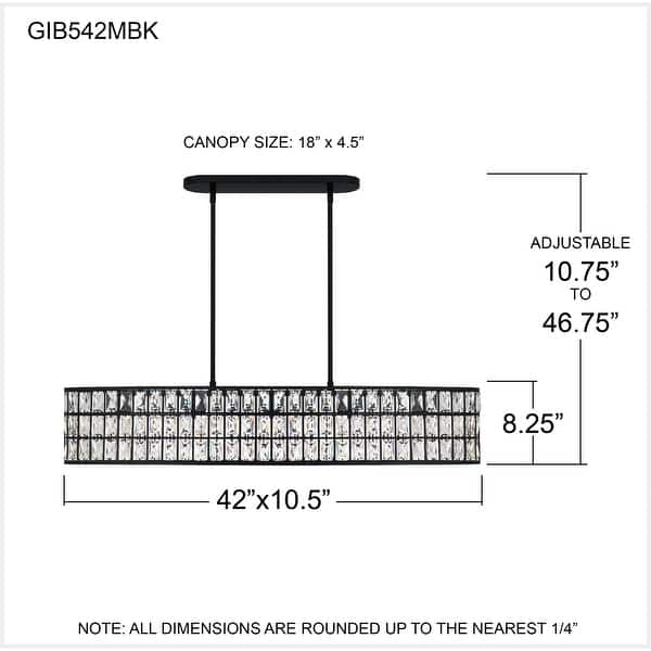 Gibson 5-Light Matte Black Linear Chandelier