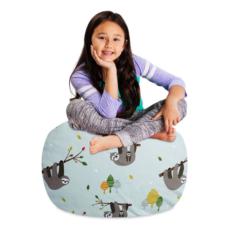 Kids Bean Bag Chair Cover Stuffed Animal Storage or Toy Organizer