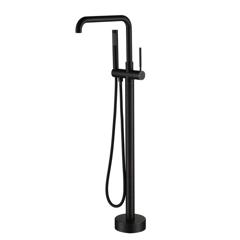 CASAINC Single-Handle Freestanding Floor-Mounted Roman Bathtub Faucet with Hand Shower - OilRubbedBronze
