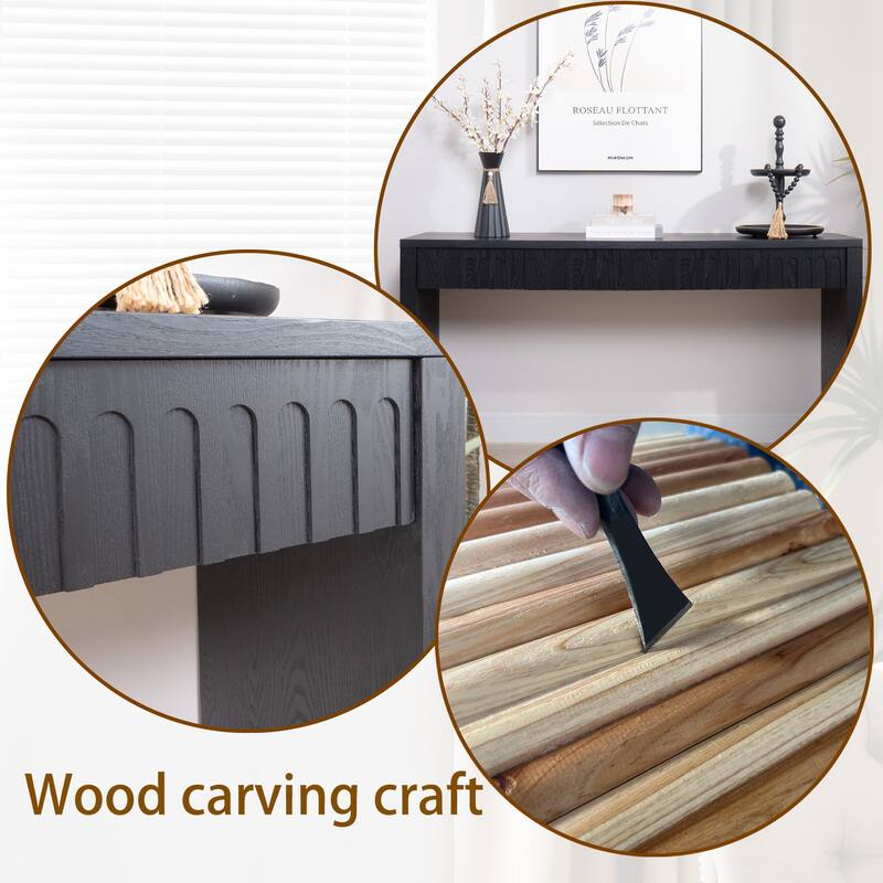Modern Console Table with 4 Drawers, Narrow Hallway Entryway Table, Wood Sofa Table Accent Table