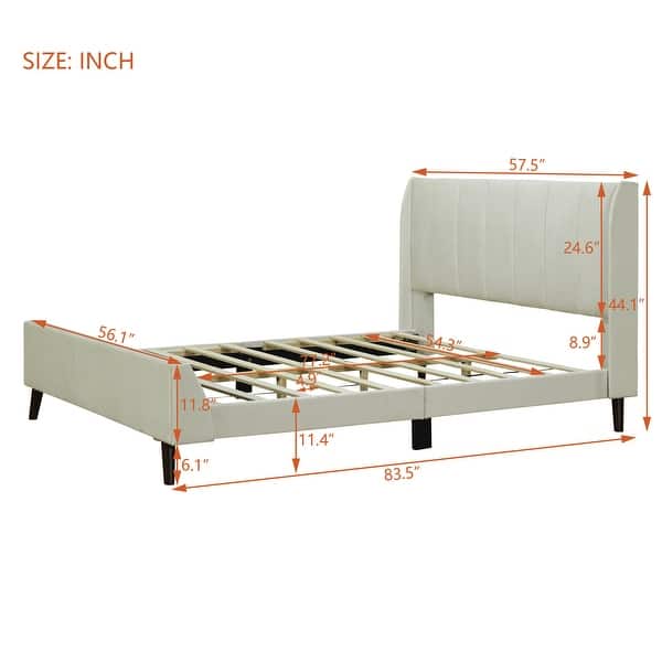 dimension image slide 1 of 9, Twin/Full/Queen Size Velvet Upholstered Platform Bed Frame with Headboard and Wooden Slats Support, No Box Spring Needed