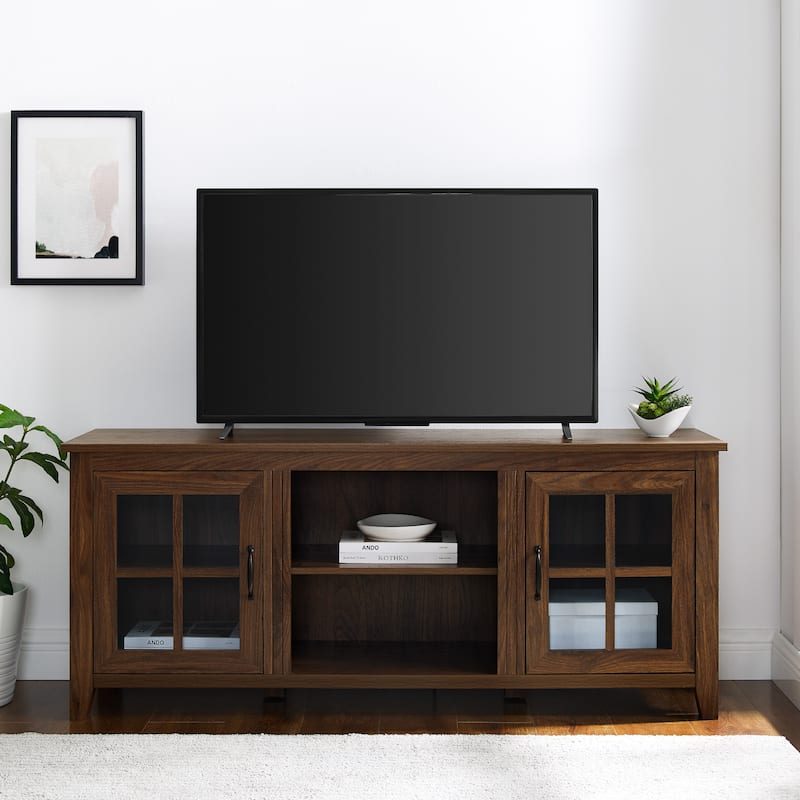 Middlebrook Designs Dornbirn 58-inch Glass-Door TV Stand - Dark Walnut