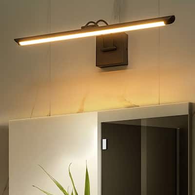 1-Light Modern Black/Gold Linear Metal Adjustable LED Picture Light/Bathroom Vanity Light