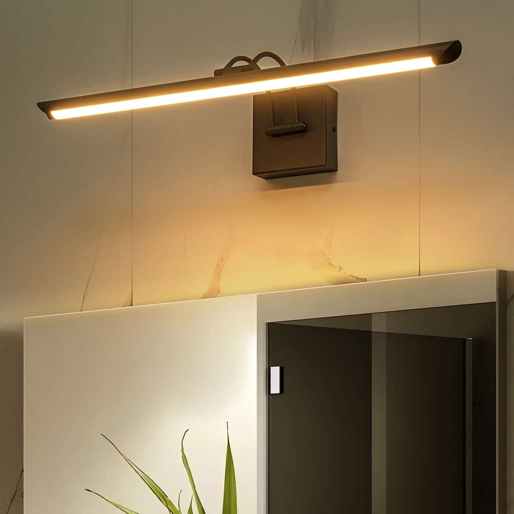 23.6" W 1-Light Modern Black/Gold Linear Metal Adjustable LED Picture Light/Bathroom Vanity Light