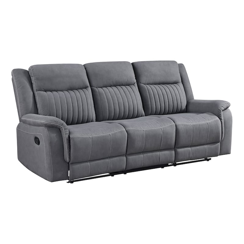 Lenore Microfiber Manual Double Reclining Sofa - Gray
