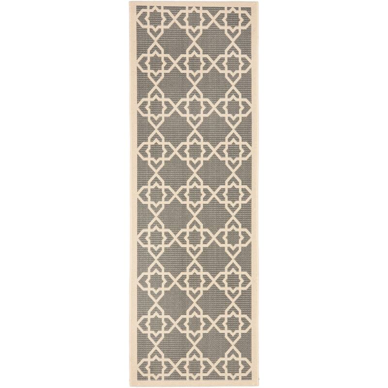 SAFAVIEH Courtyard Hanifa Trellis Indoor/ Outdoor Waterproof Patio Backyard Rug - 2'3" x 14' Runner - Grey/Beige