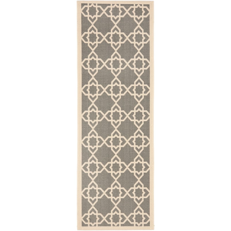 SAFAVIEH Courtyard Lawanda Trellis Indoor/ Outdoor Waterproof Patio Backyard Rug - 2'3" x 14' Runner - Grey/Beige