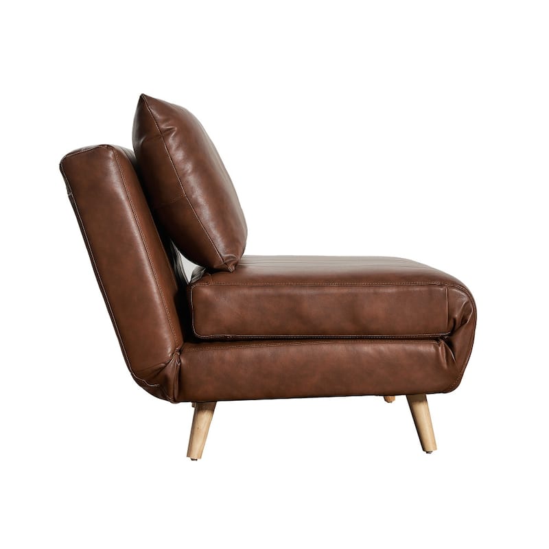 Upholstered Convertible Tri-Fold Chair with Pillow and Hideaway Legs - 75.5"D x 41"W x 30"H