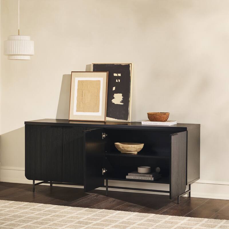 Middlebrook Minimal Fluted Four-Door Buffet Sideboard