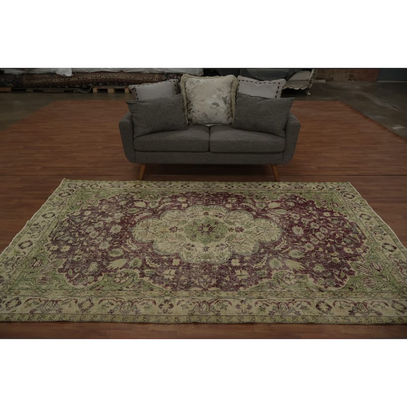 Hand Knotted Oriental 100% Wool Carpet Transitional Floral Brown Anatolian Area Rug - 9' 2'' X 5' 10''