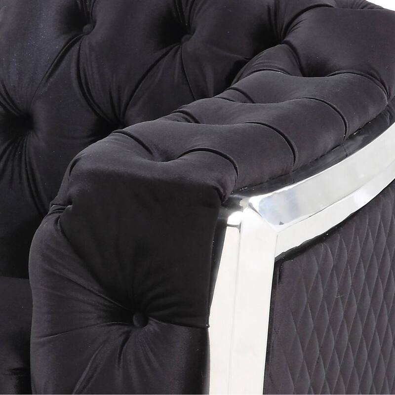 Gregory Black and Chrome Button-Tufted Accent Chair