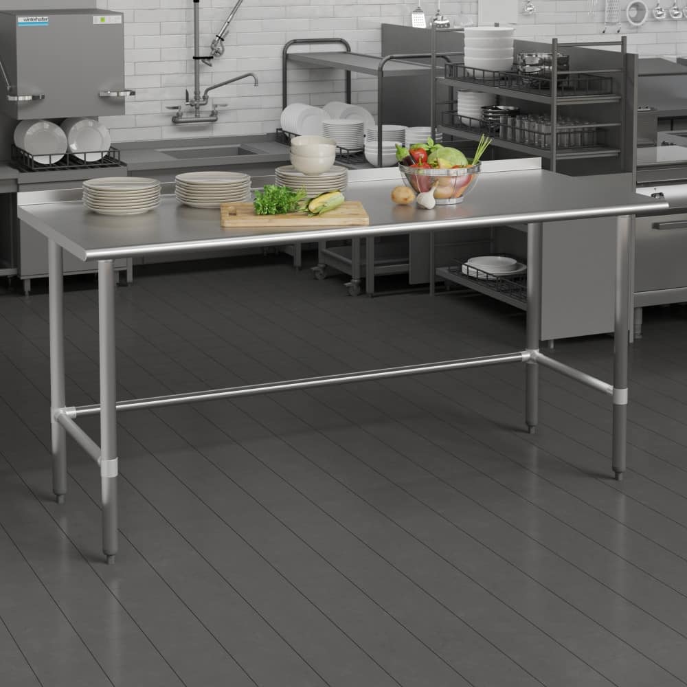 Commercial Stainless Steel Kitchen Prep and Work Table with Backsplash