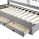 preview thumbnail 42 of 55, Versatility Upholstered Kids Bed with Trundle and 3 Drawers, Embedded LED Lights, Rabbit-Shaped Headboard, No Box Spring Needed