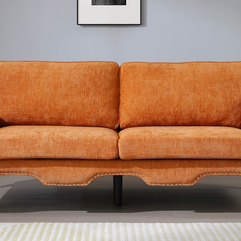 Velvet Upholstered Loveseat Sofa, Small Couch with Tufted Backrest and Wooden Legs, 2 Seater Sofa with Crystal button