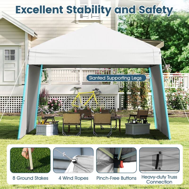 Gymax 14 X 9.2 FT Pop up Canopy Tent w/ 2 Convertible Sidewalls to