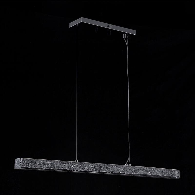 Contemporary Dimmable LED Crystal Style Resin Linear Island Pendant