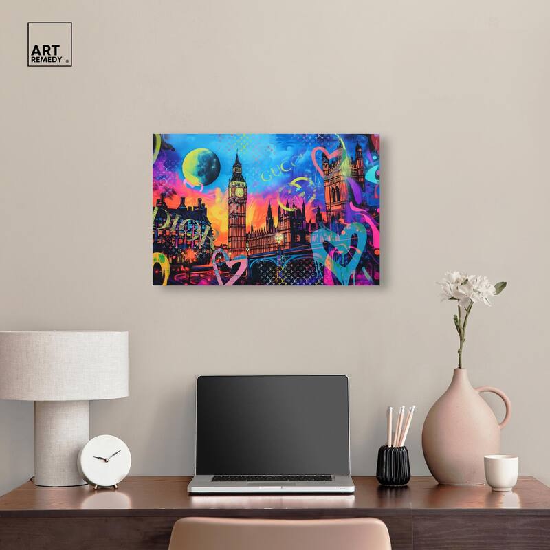 London Graffiti Canvas by Art Remedy, Gallery Wrapped