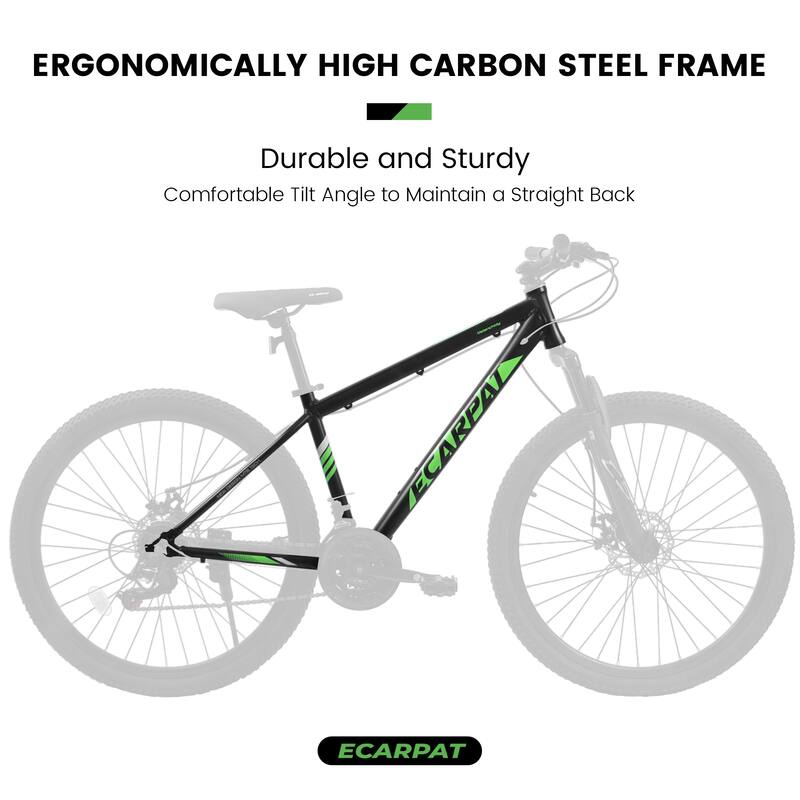 Unisex Mountain Bike - Aluminum Frame, Suspension Fork, Disc Brakes, Multiple Speeds - 27