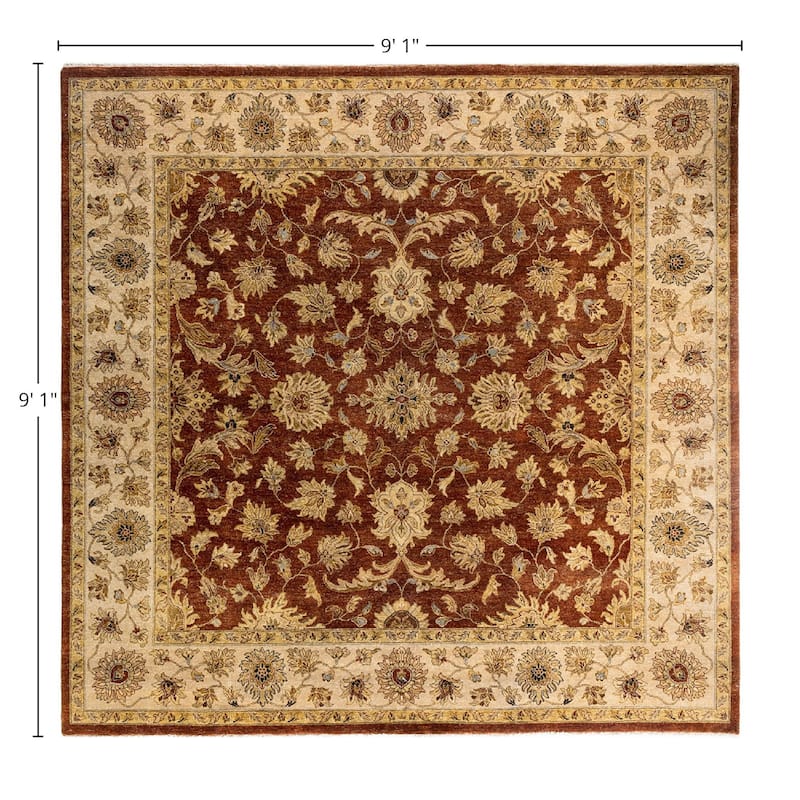 Oushak One-of-a-Kind Handmade Area Rug, Red - 9' 1" x 9' 1"