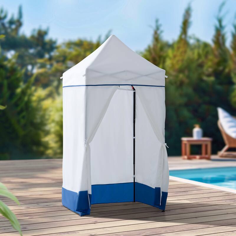 Sunjoy 4’ x 4’ Pop-Up Canopy Tent, Outdoor Instant Pop-Up Gazebo, Portable Privacy Changing Tent with Sidewalls - Blue