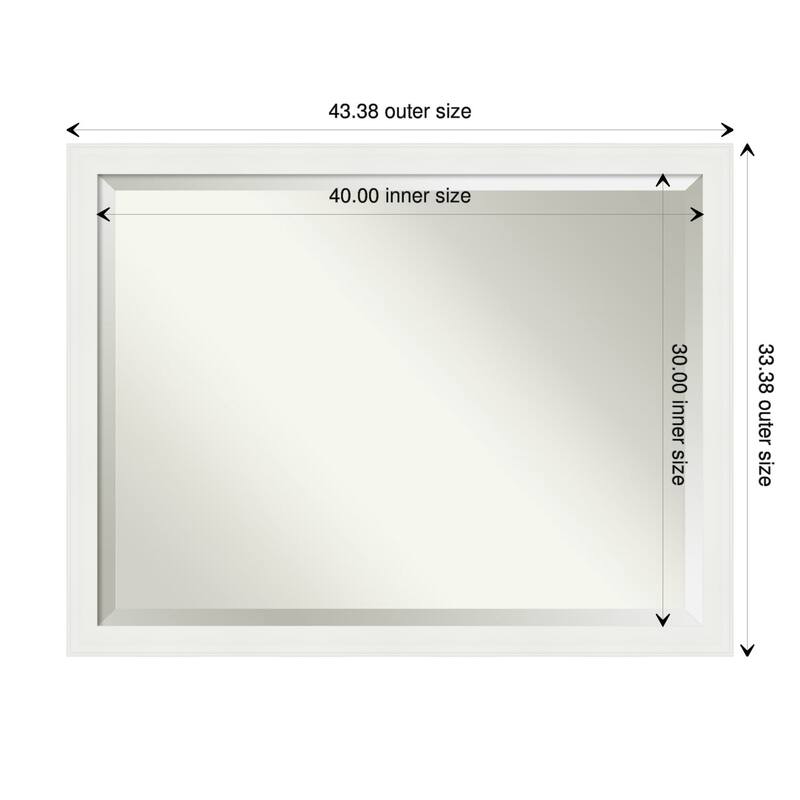 Beveled Wall Mirror - Vanity White Narrow Frame - Vanity White Narrow - 43.5 x 33.5-inch