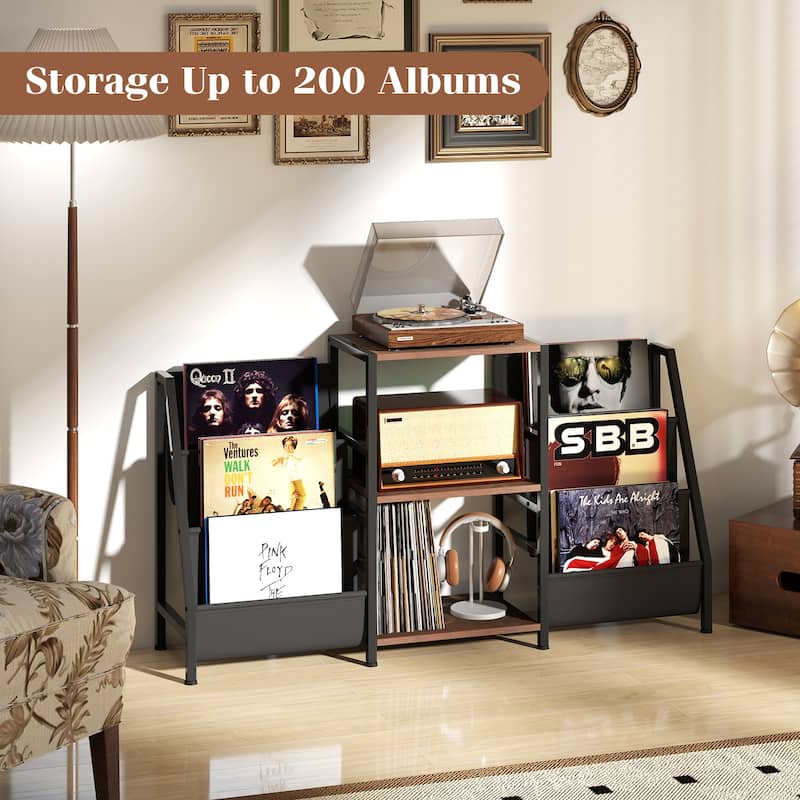 Gymax Record Player Stand w/ Vinyl Storage Turntable Display Stand w/