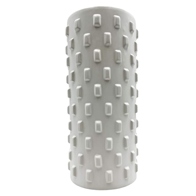 White Ceramic Vase for Flowers - Large (7 x 7 x 14 in)