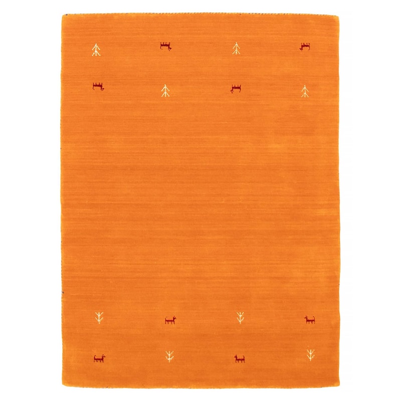 Kashkuli Gabbeh Orange Rug 4'0" x 5'7" - 4'0 x 5'7 - Light Orange - 4'0 x 5'7