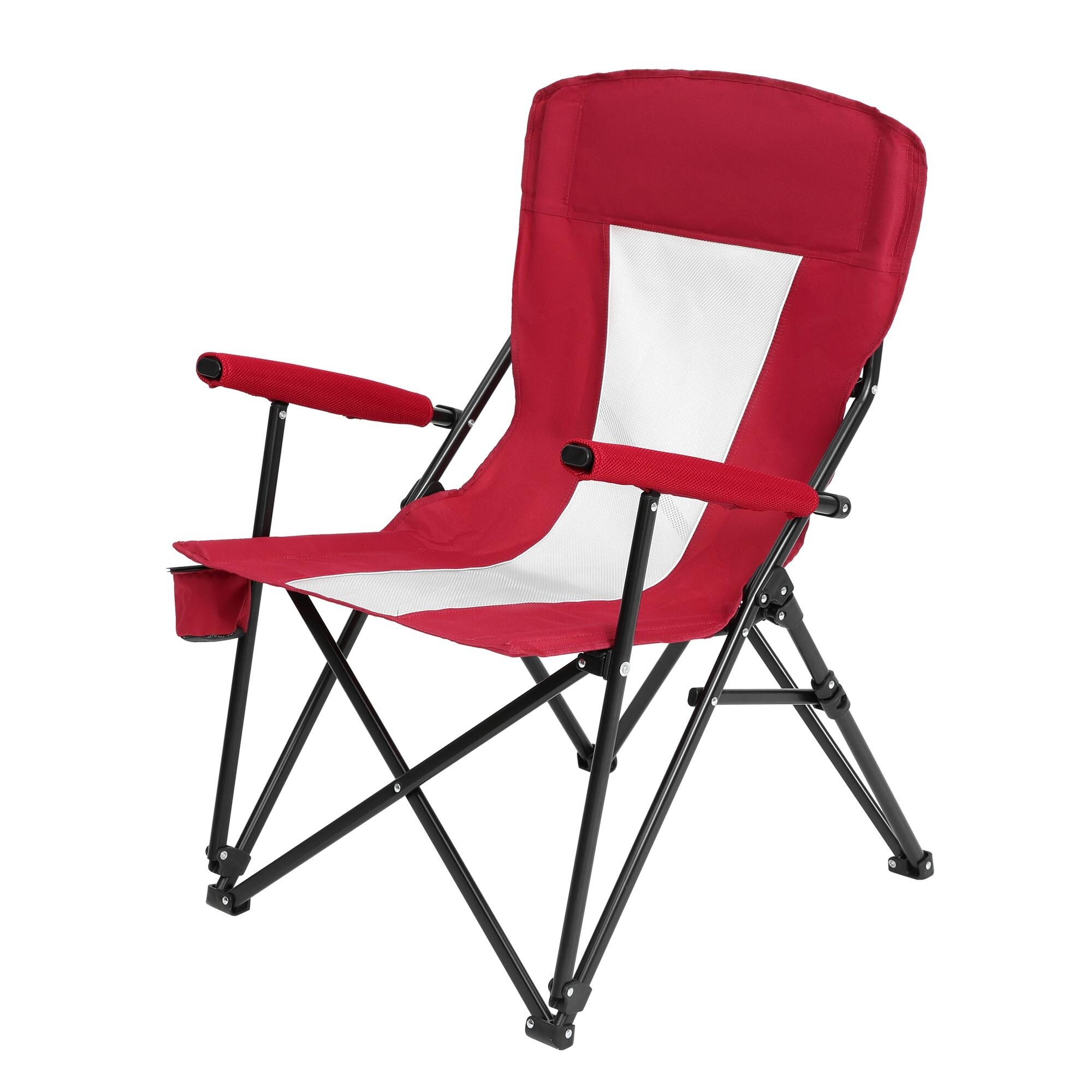 Red Mesh Folding Camping Chair with Cup Holder and Carry Bag Strong Steel Frame Portable Design Bed Bath Beyond 40682922