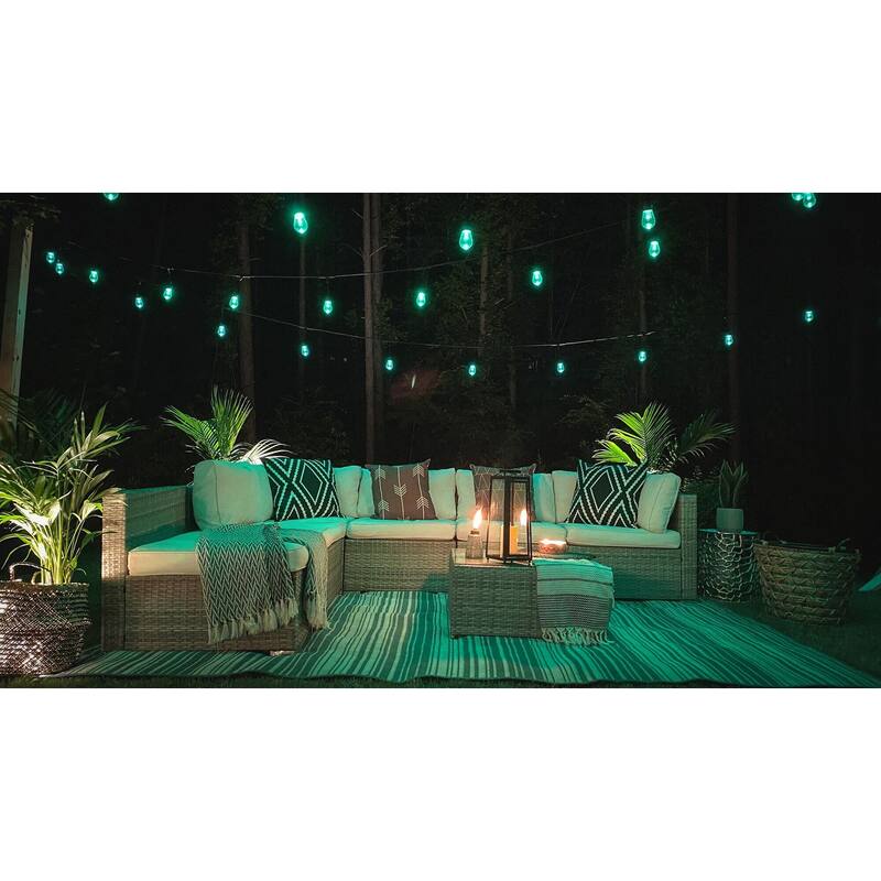 Bulbrite 36-foot Smart Indoor/Outdoor String Light Kit with Shatter Resistant RGB Color Changing LED Light Bulbs - Multicolored