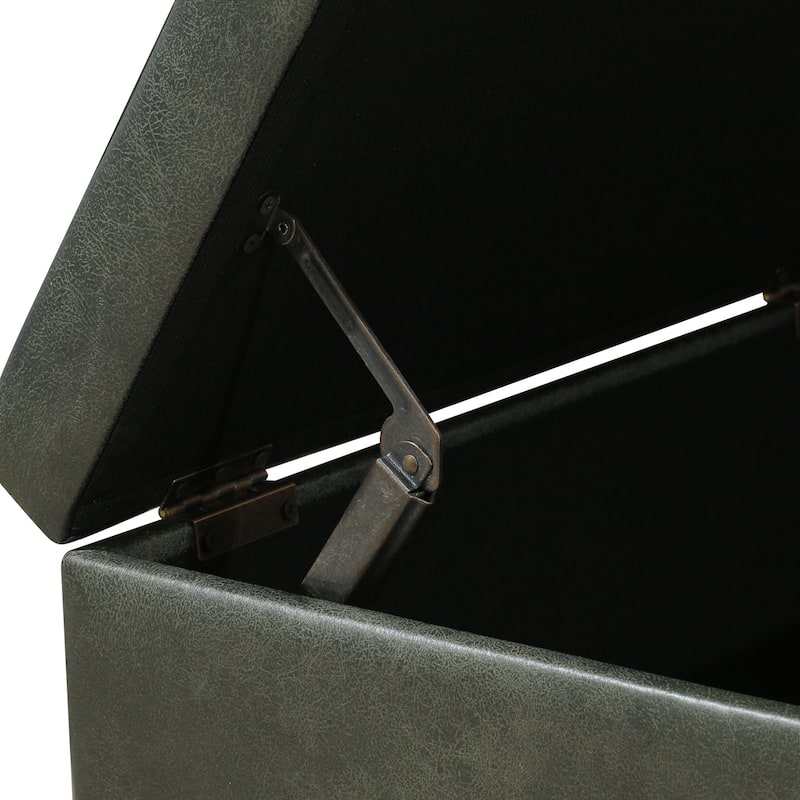 Adeco Faux Leather Storage Ottoman for Living Room Footstool