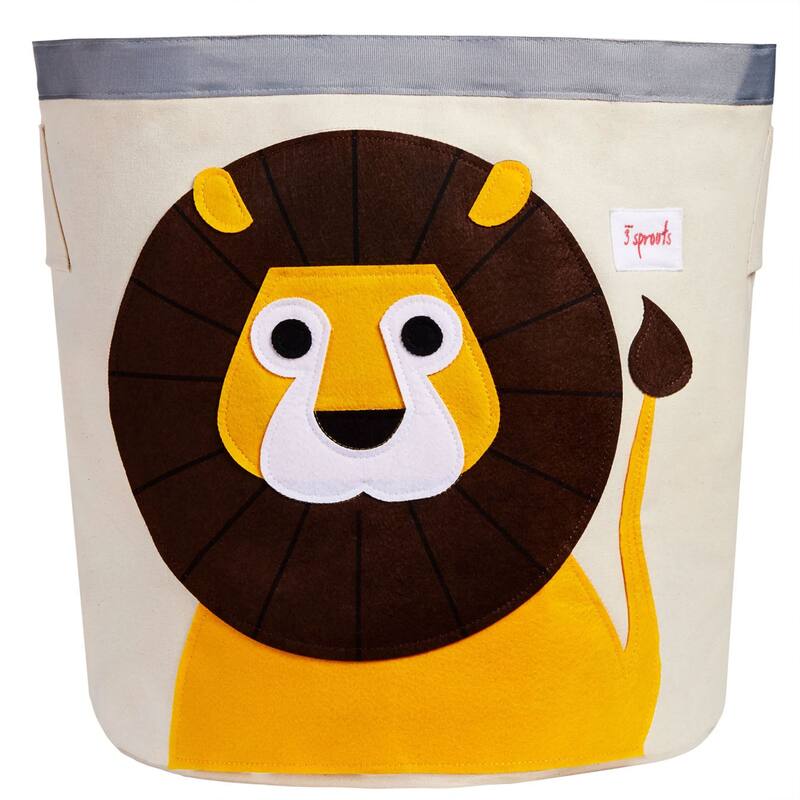 3 Sprouts Canvas Storage Bin Laundry and Toy Basket for Kids, Dinosaur and Lion - 0.25