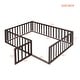 preview thumbnail 30 of 38, Full Size Wooden Floor Bed Frame with Safety Fence and Privacy Door - Stylish & Minimal Daybed