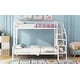 preview thumbnail 7 of 13, Metal Bed Frame Twin over Full Size Bunk Bed with Storage Staircase, Open Wardrobe and Full-Length Guardrail for Bedroom
