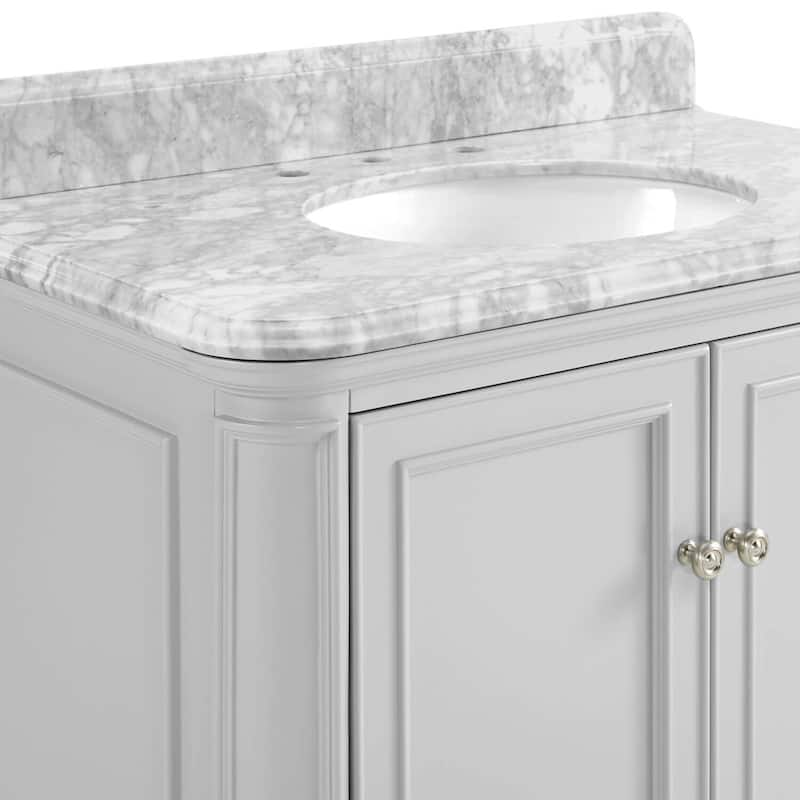 OasisAgave 30 in./ 36 in. Grey Bathroom Vanity with Marble Top Oval Sink