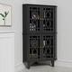 preview thumbnail 30 of 32, Corner Sideboard Cabinet Free-Standing Corner Storage Organizer Tall - Tall-Black