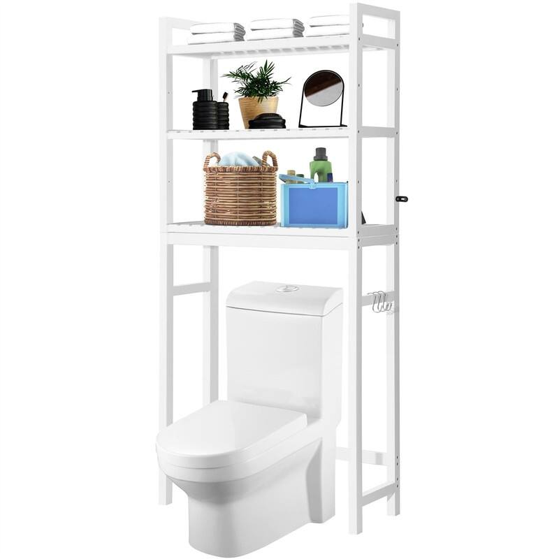 Over the Toilet Storage Cabinet - 10.3"D x24.8"W x 67"H - White