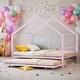 preview thumbnail 1 of 13, Metal Twin Size House Bed with Twin Size Trundle Pink