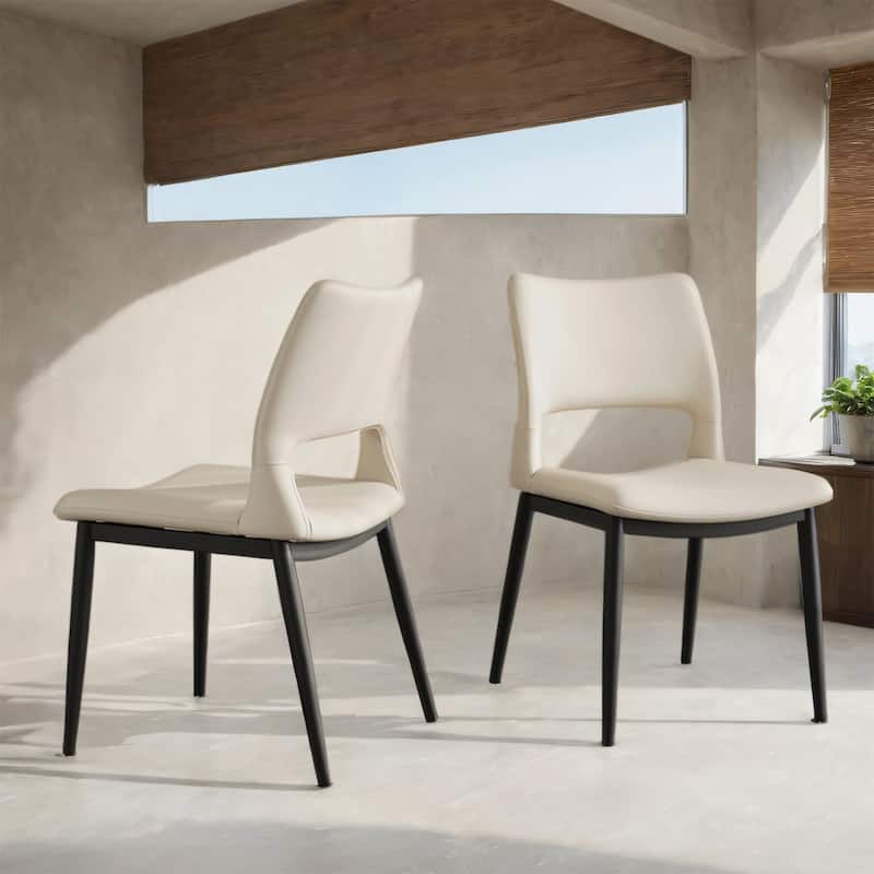 Modern PU Leather Dining Chairs with Metal Legs, Kitchen/Office, 2Pcs