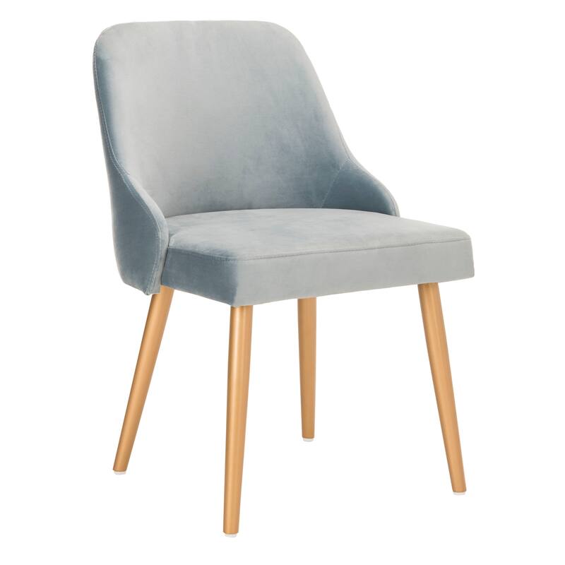 SAFAVIEH Nobie 18.3" Upholstered Dining Chair - Grey / Gold (Set of 2) - 21" x 22" x 31" - 21Wx22Dx31H