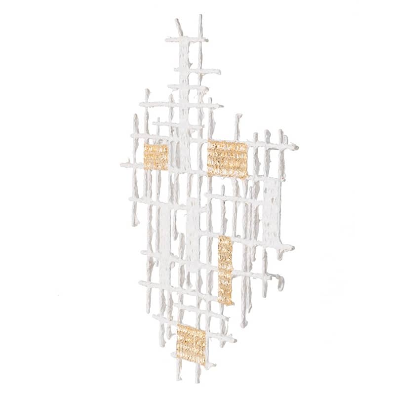Modern Geometric Pattern Wall Decor Grid Home Wall Decor with Gold Embellishment, for Contemporary Living Rooms and Bedrooms