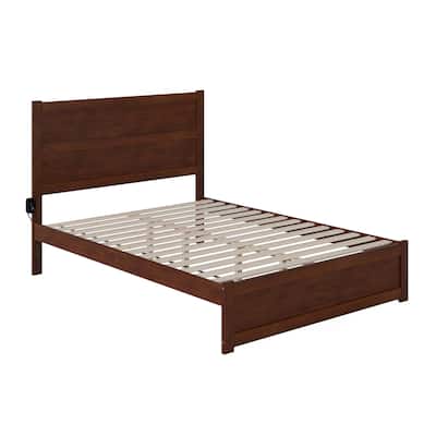 Modern Platform Bed with Footboard - Walnut Finish Bedroom Furniture